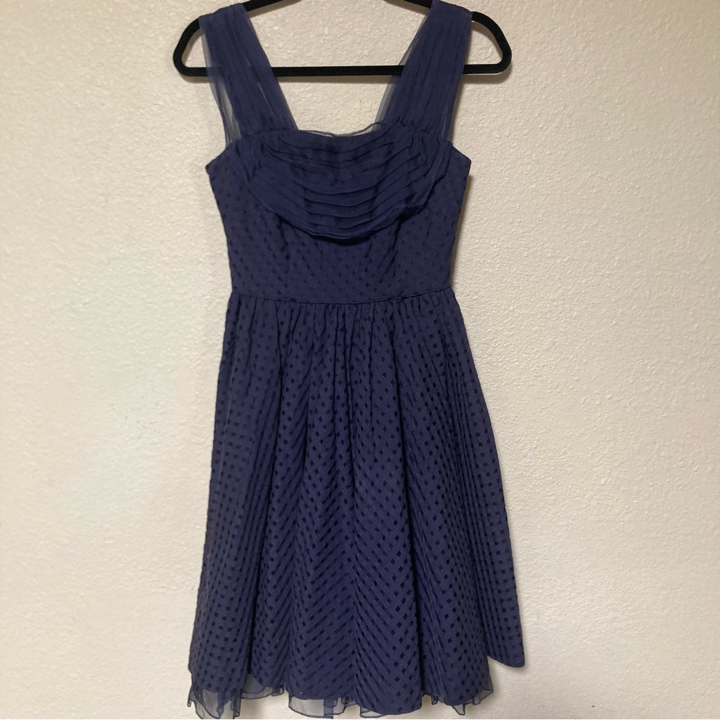 Anthropologie Girls From Savoy Dress Navy Peggy Sue Retro Fit Flare Size 2 Blue